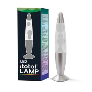 Lámpara de lava LED Bullet con Luz que Cambia de Color y Base Plateada