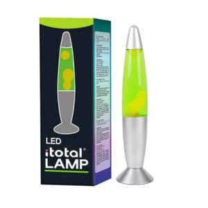 Lámpara de Lava LED Bullet con Luz Verde y Base Plateada