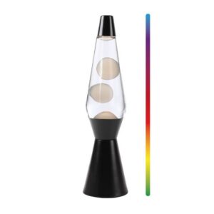 Lámpara de Lava LED Spaceship con Luz que Cambia de Color, Cera Blanca y Base Negra