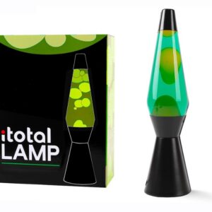 Lámpara de Lava Spaceship con Base Negra, Líquido Verde y Cera Amarilla