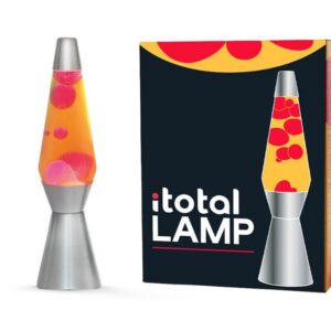 Lámpara de Lava Spaceship con Base Plateada, Líquido Amarillo y Cera Roja