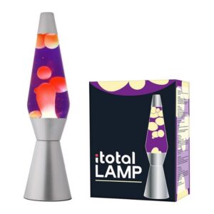 Lámpara de Lava Spaceship con Base Plateada, Líquido Morado y Cera Amarilla