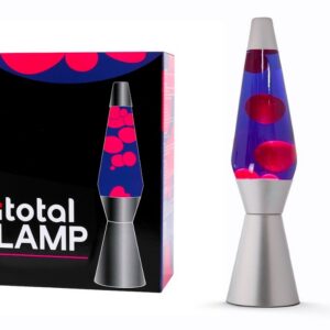 Lámpara de Lava Spaceship con Base Plateada, Líquido Morado y Cera Rosa