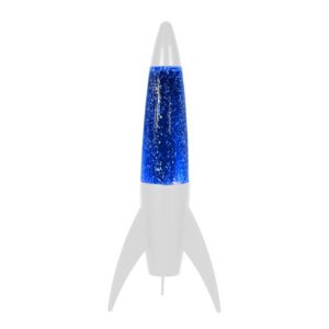 Lámpara Glitter Rocket con Base Blanca y Luz Azul