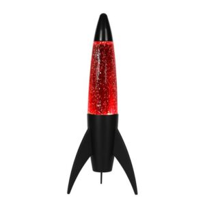 Lámpara Glitter Rocket con Base Negra y Luz Roja