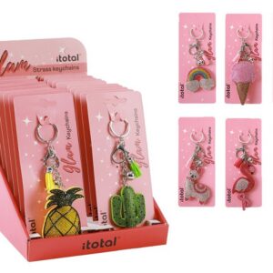 Llavero purpurina mixto - expositor 48 uds