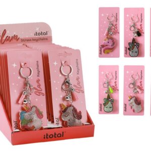 Llavero purpurina Unicornio - expositor 48 uds