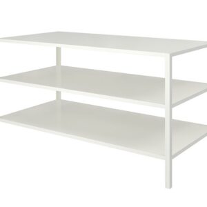 Mesa expositora de madera blanca