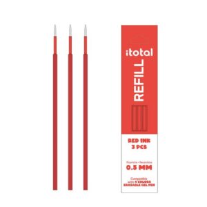 Set de 3 piezas de Recambio de Tinta Borrable para boligrafos 4 en 1 Rojo