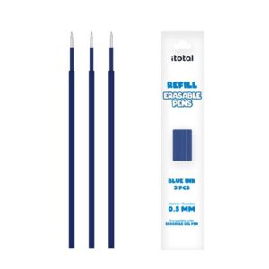 Set de 3 piezas de Recambio de Tinta Borrable para boligrafos con tapa Azul