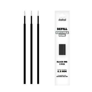 Set de 3 piezas de Recambio de Tinta Borrable para boligrafos con tapa Negro