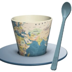 Set de Taza, Cuchara y Plato RPET BLUE MAPS