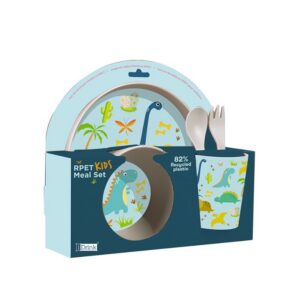 Set RPET Kids con Taza, Cuenco, Plato y Cubiertos DINO