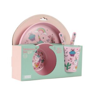 Set RPET Kids con Taza, Cuenco, Plato y Cubiertos UNICORN
